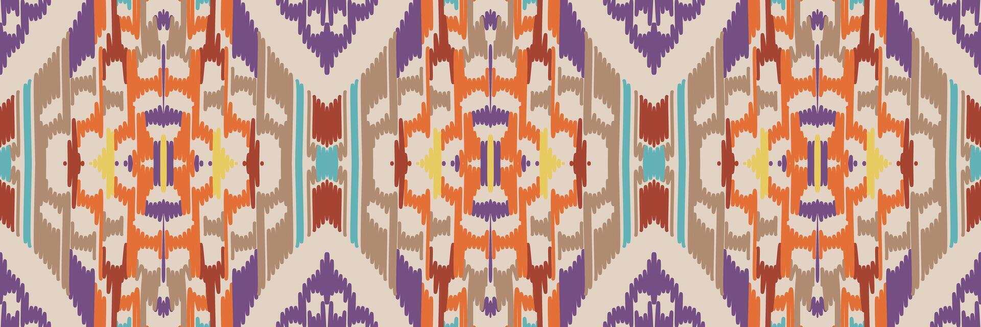 ikat abstrakt geometrisk broderi etniska mönster design. Aztec tyg matta mandala prydnad chevron textil dekoration tapeter. tribal boho infödda etniska kalkon traditionell vektor bakgrund