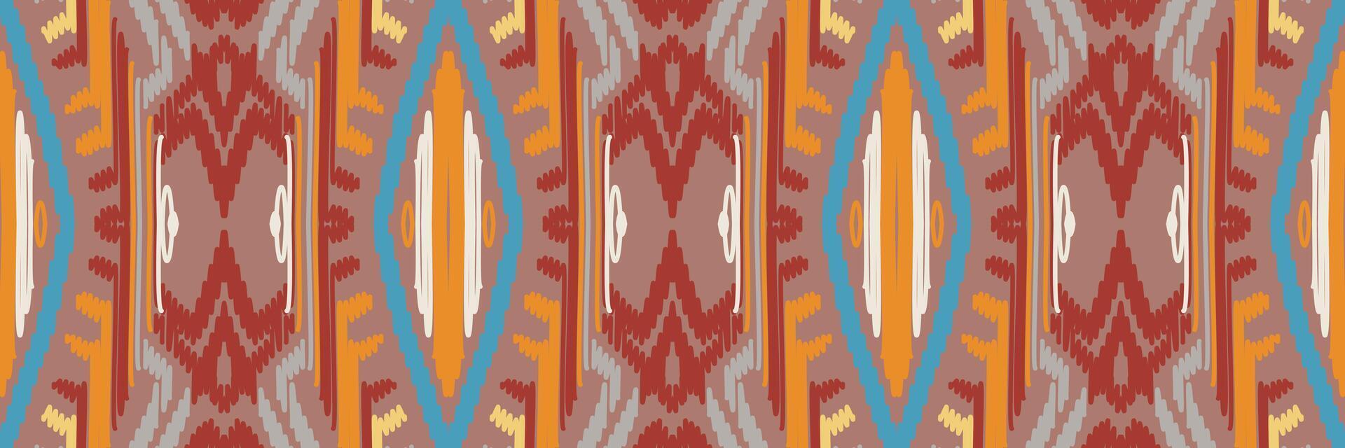 ethnisches ikat-nahtloses muster im stammes-. Design für Hintergrund, Tapete, Vektorillustration, Stoff, Kleidung, Teppich, Textil, Batik, Stickerei. vektor