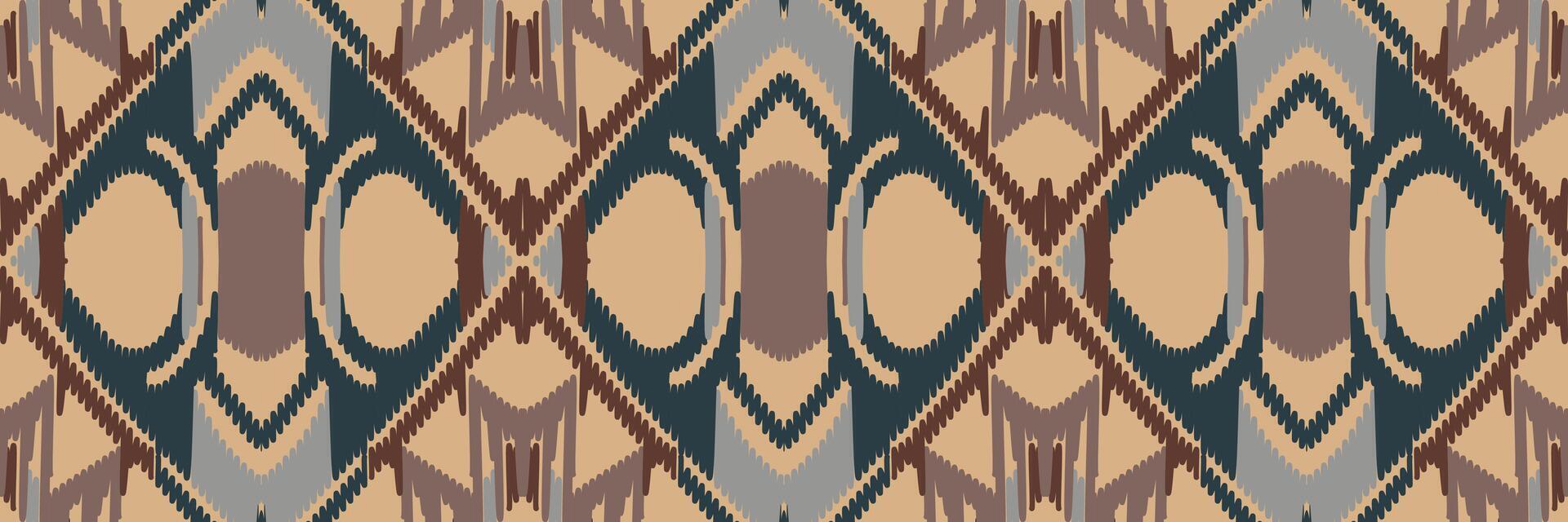 ethnisches ikat-nahtloses muster im stammes-. Design für Hintergrund, Tapete, Vektorillustration, Stoff, Kleidung, Teppich, Textil, Batik, Stickerei. vektor