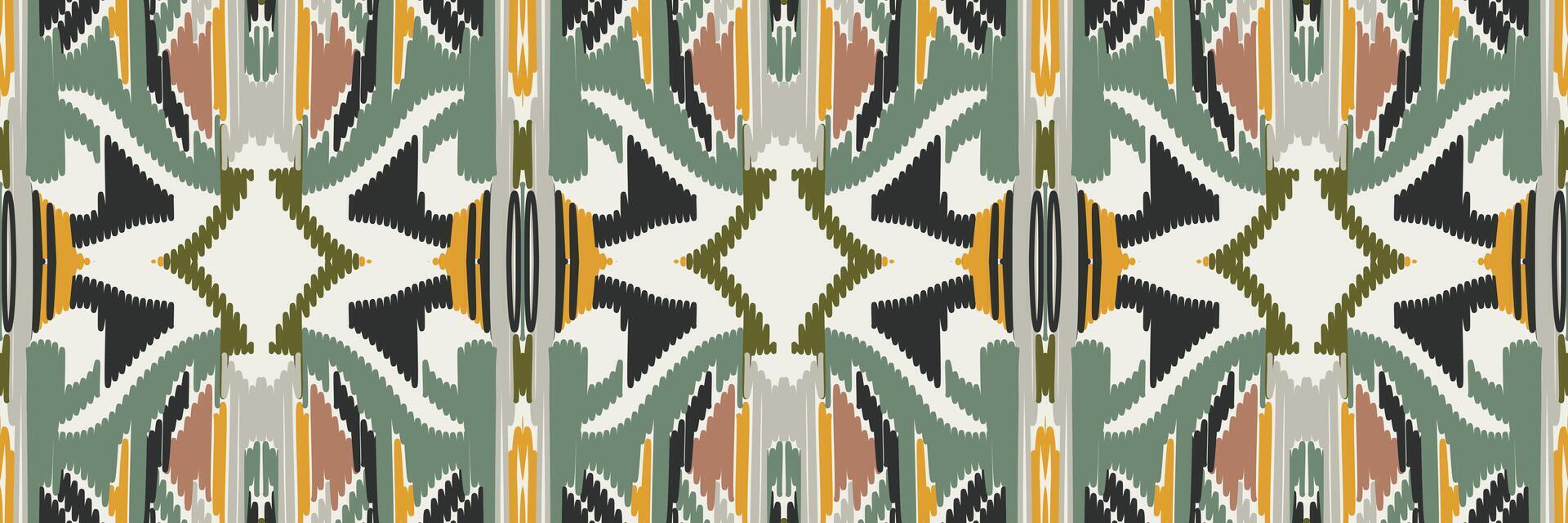 ikat abstrakt geometrisk broderi etniska mönster design. Aztec tyg matta mandala prydnad chevron textil dekoration tapeter. tribal boho infödda etniska kalkon traditionell vektor bakgrund