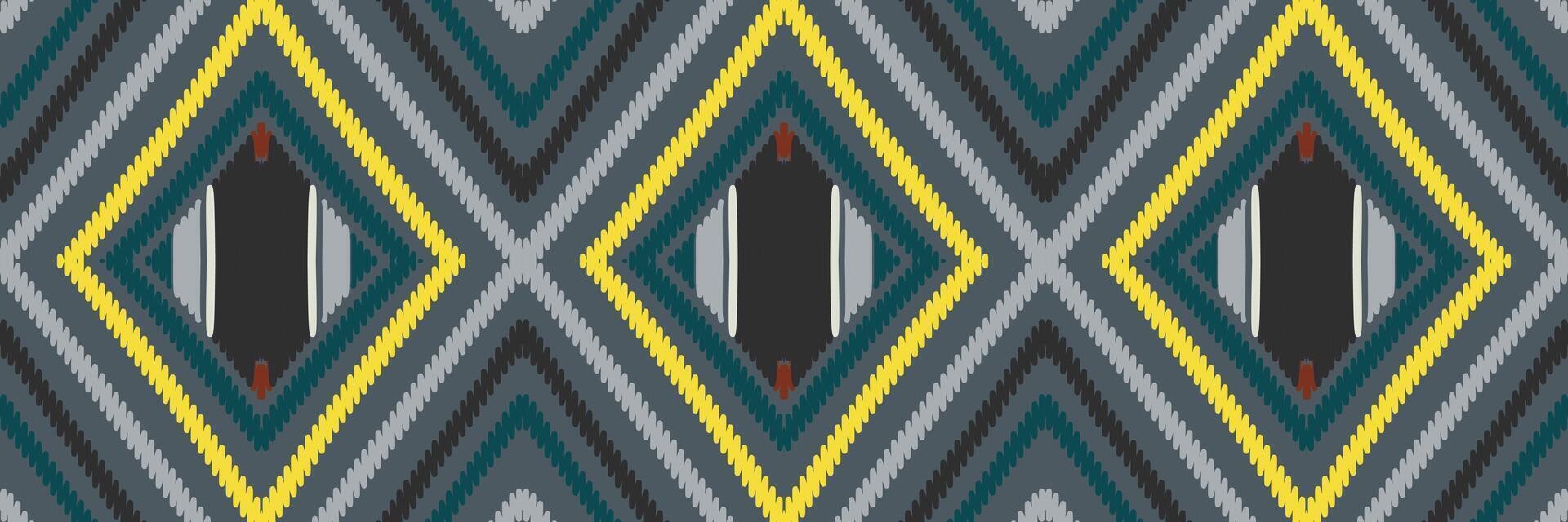 ikat abstrakt geometrisk broderi etniska mönster design. Aztec tyg matta mandala prydnad chevron textil dekoration tapeter. tribal boho infödda etniska kalkon traditionell vektor bakgrund