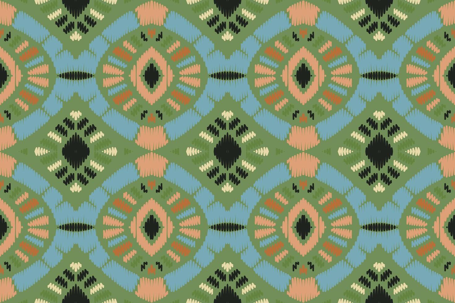 ethnisches ikat-nahtloses muster im stammes-. Design für Hintergrund, Tapete, Vektorillustration, Stoff, Kleidung, Teppich, Textil, Batik, Stickerei. vektor