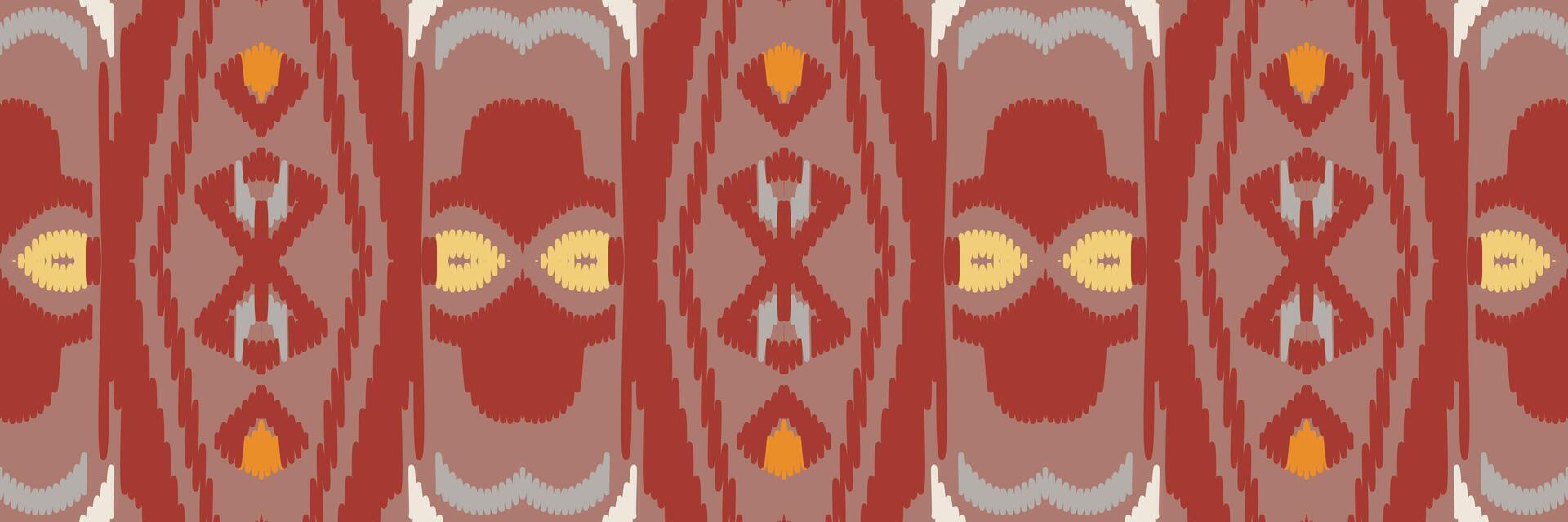 ethnisches ikat-nahtloses muster im stammes-. Design für Hintergrund, Tapete, Vektorillustration, Stoff, Kleidung, Teppich, Textil, Batik, Stickerei. vektor