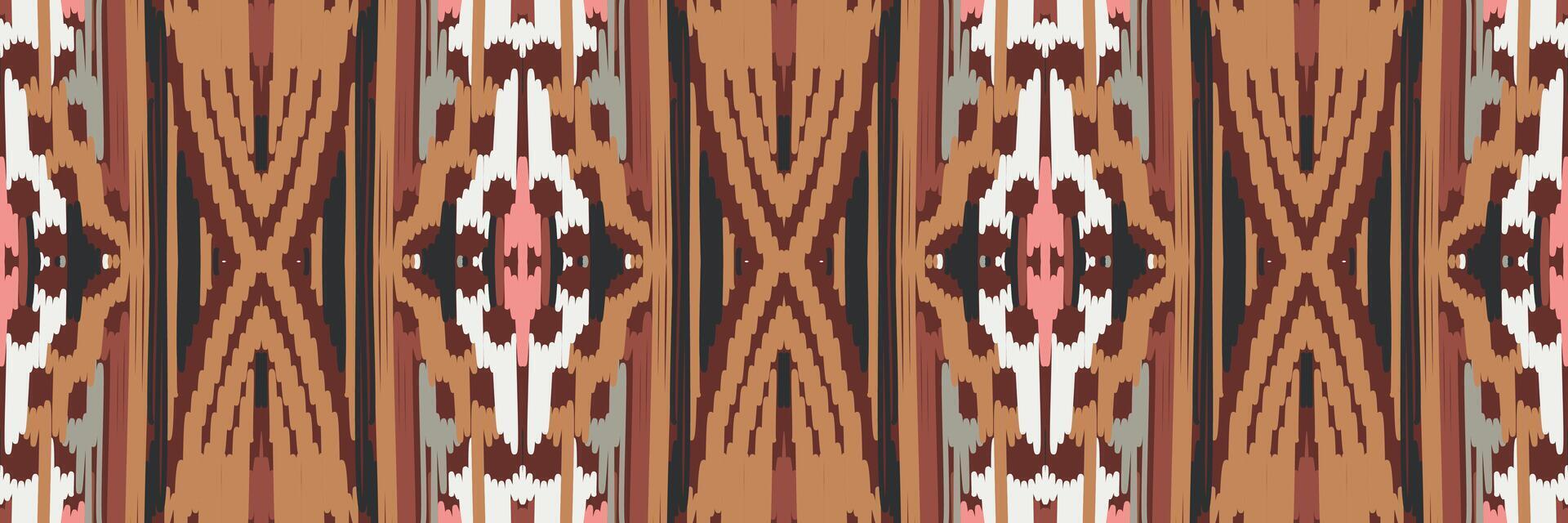 ikat abstrakt geometrisk broderi etniska mönster design. Aztec tyg matta mandala prydnad chevron textil dekoration tapeter. tribal boho infödda etniska kalkon traditionell vektor bakgrund