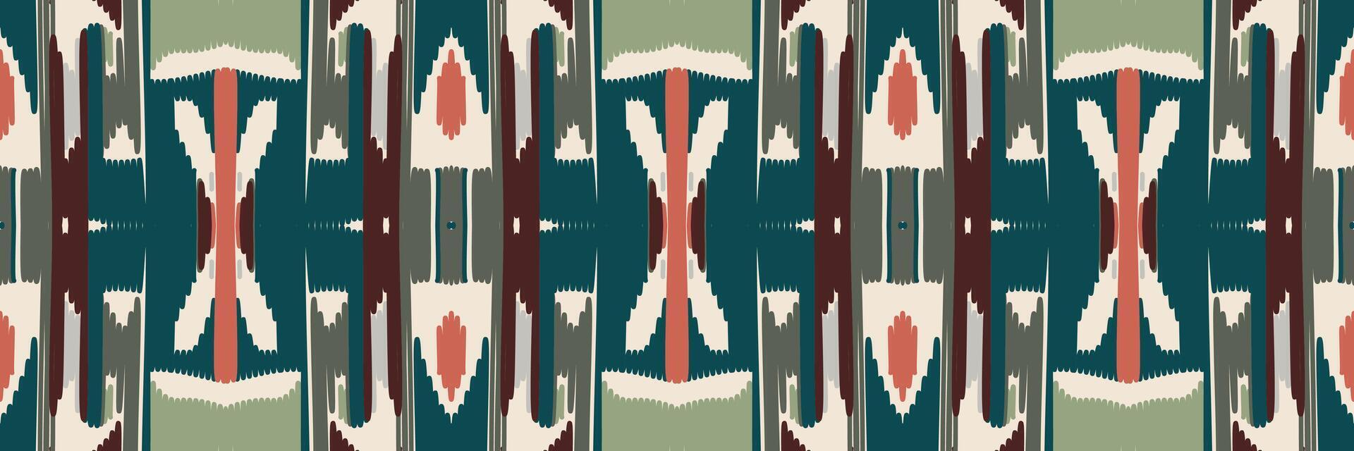 ethnisches ikat-nahtloses muster im stammes-. Design für Hintergrund, Tapete, Vektorillustration, Stoff, Kleidung, Teppich, Textil, Batik, Stickerei. vektor