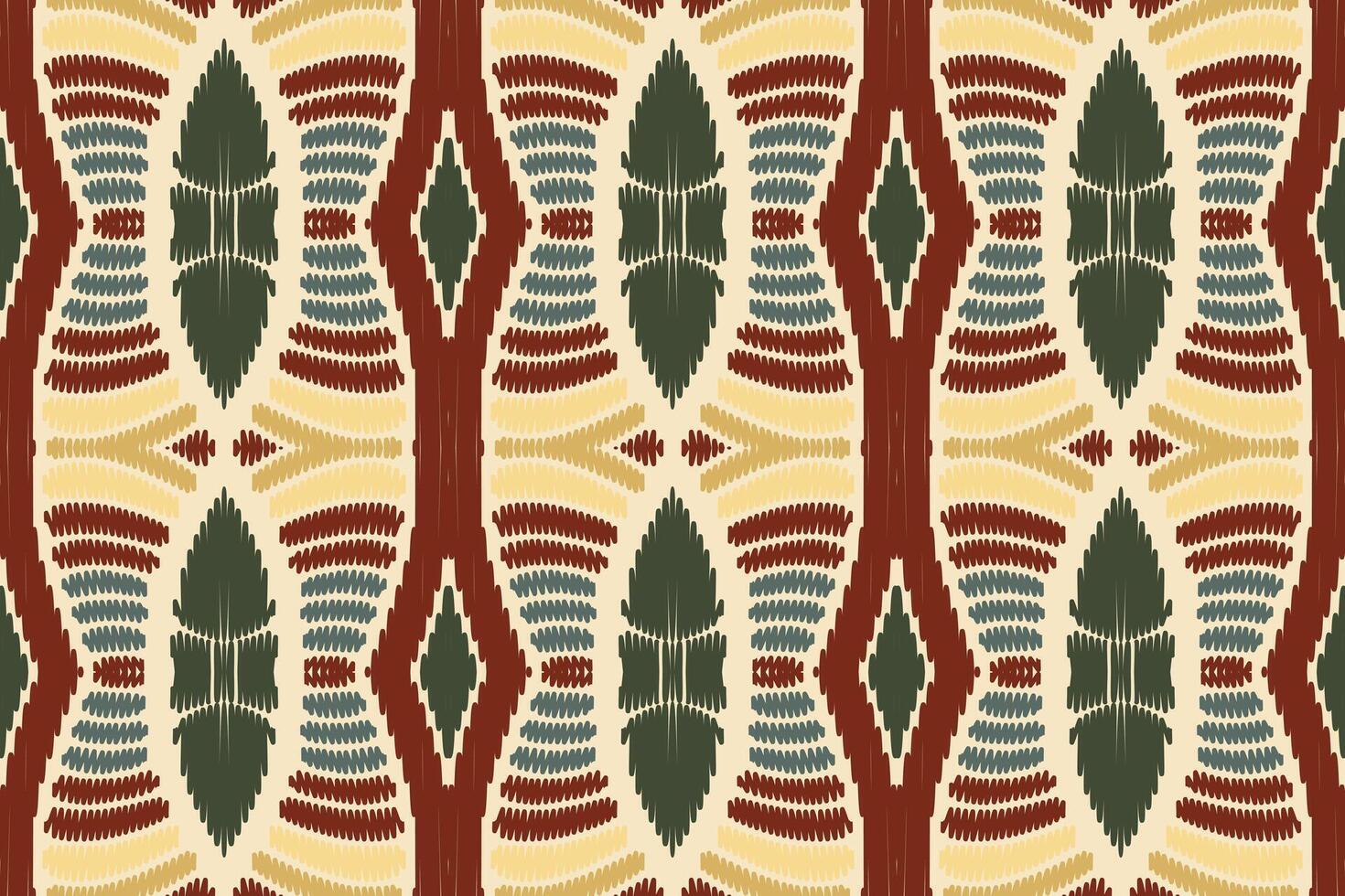 ethnisches ikat-nahtloses muster im stammes-. Design für Hintergrund, Tapete, Vektorillustration, Stoff, Kleidung, Teppich, Textil, Batik, Stickerei. vektor