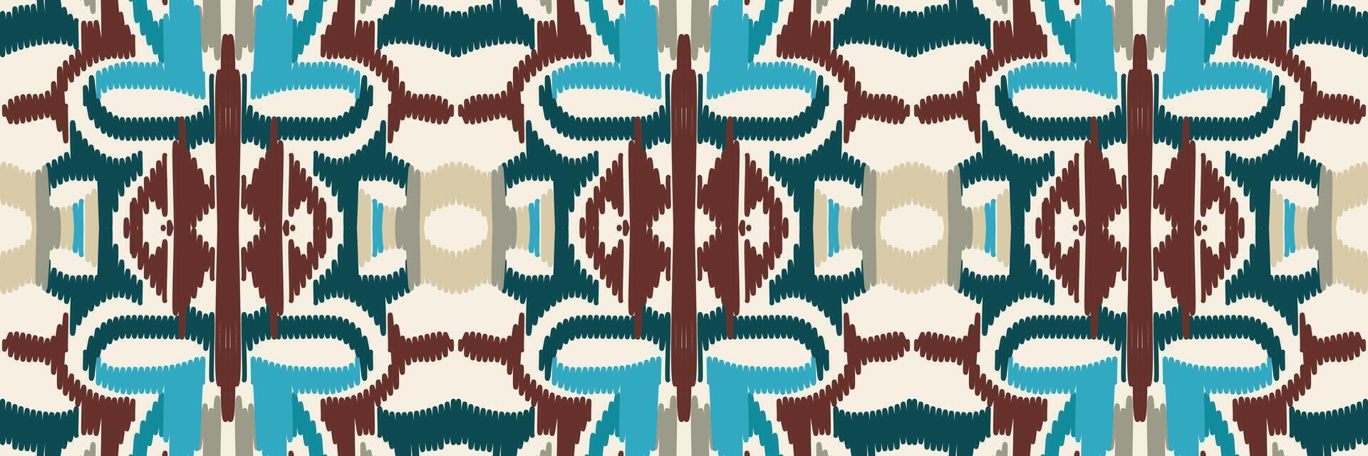 ethnisches ikat-nahtloses muster im stammes-. Design für Hintergrund, Tapete, Vektorillustration, Stoff, Kleidung, Teppich, Textil, Batik, Stickerei. vektor