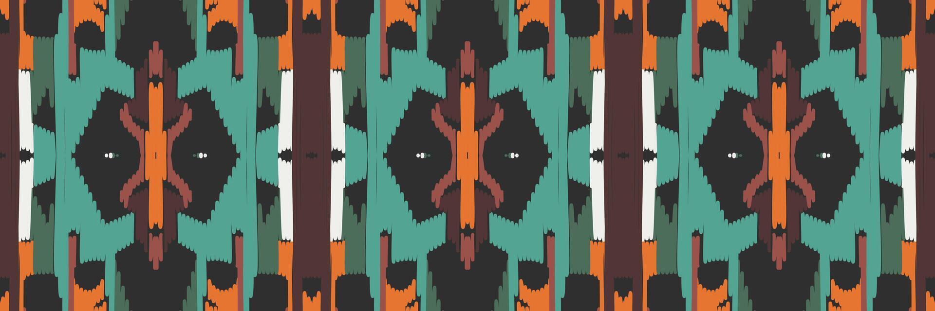 ikat abstrakt geometrisk broderi etniska mönster design. Aztec tyg matta mandala prydnad chevron textil dekoration tapeter. tribal boho infödda etniska kalkon traditionell vektor bakgrund