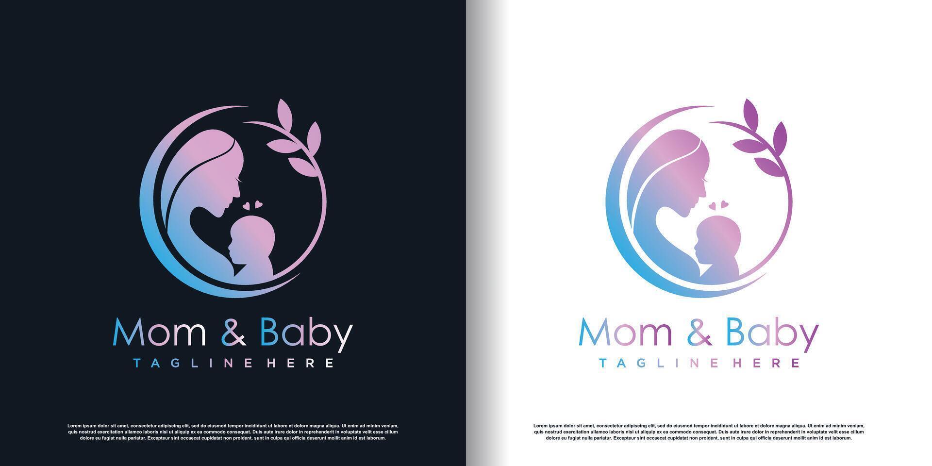 mamma och bebis logotyp design med modern unik stil premie vektor