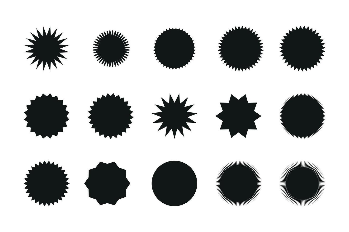 uppsättning av röd starburst pris klistermärke, försäljning eller rabatt klistermärke, sunburst märken ikon. stjärnor form med annorlunda siffra av strålar. särskild erbjudande pris märka. starburst PR bricka uppsättning vektor