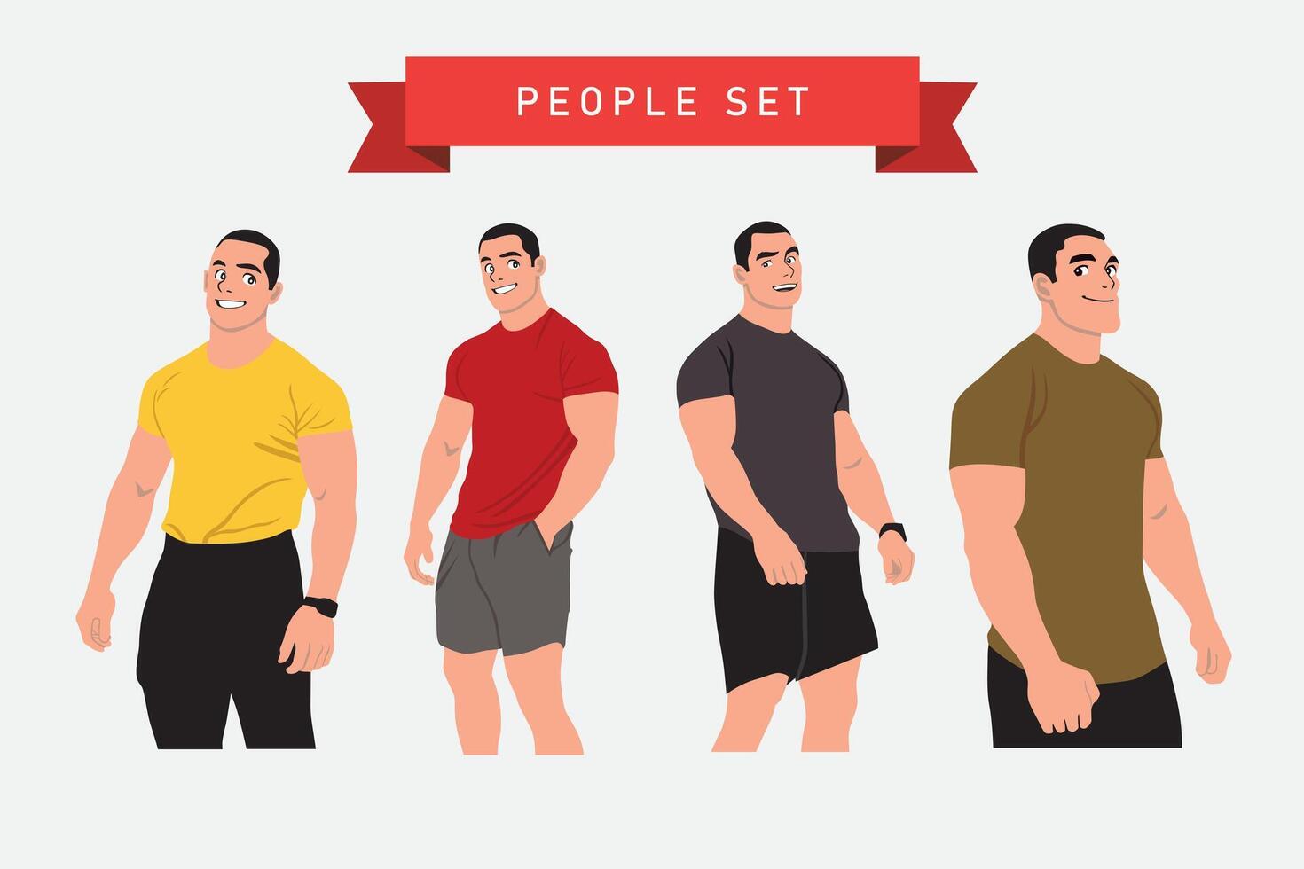 Männer im Sportbekleidung. Vektor Illustration von Männer im Sportbekleidung.