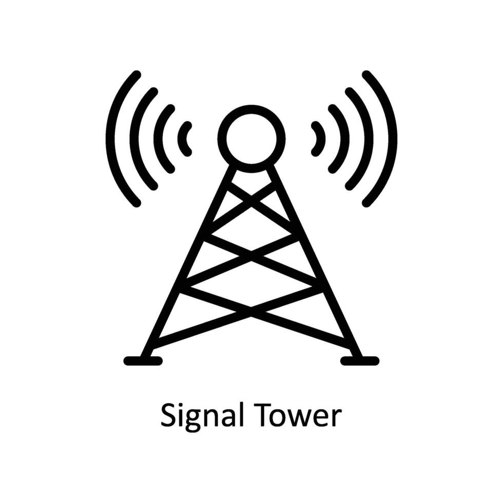 Signal Turm Vektor Gliederung Symbol Stil Illustration. eps 10 Datei