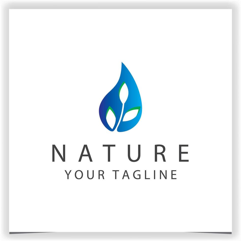 abstrakt natur vatten logotyp design vatten och blad kombination logotyp vektor