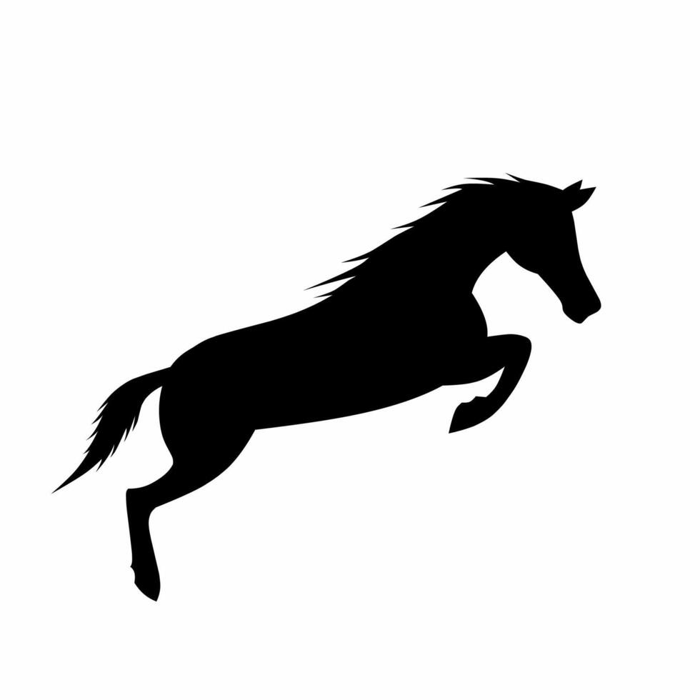 Springen Pferd Silhouette Symbol Vektor. Mustang Pferd Silhouette zum Symbol, Symbol oder unterzeichnen. Pferd Symbol zum Wettrennen, Galopp, PS, Mustang oder Pferdesport vektor