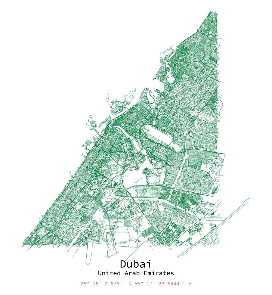 Dubai ,vereinigt arabisch Emirate Straße Kunst Karte vektor