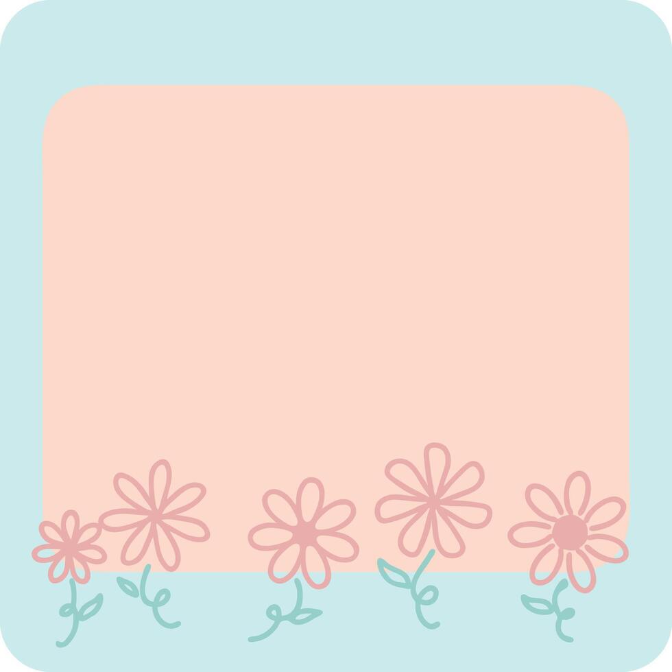 süß Text Banner Rahmen Rosa und Blau mit rot Blumen vektor