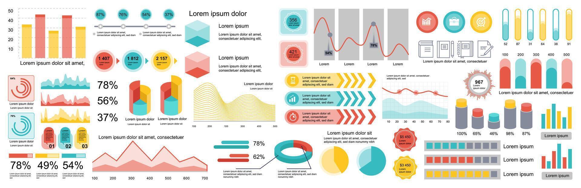 Mega einstellen von Infografik Elemente Daten Visualisierung Vektor Design Vorlage. können Sein benutzt zum Schritte, Optionen, Geschäft Verfahren, Arbeitsablauf, Diagramm, Flussdiagramm, Zeitleiste, Marketing. bündeln die Info Grafik.