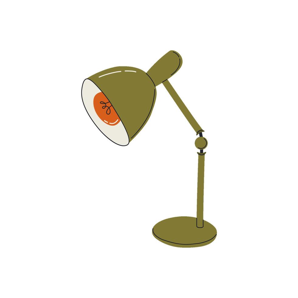 elektrisch industriell Tabelle Lampe Clip Art. Innere Licht Dekor. einfach Schüler Schreibtisch Lampe. eben Stil Hand gezeichnet Vektor Illustration.