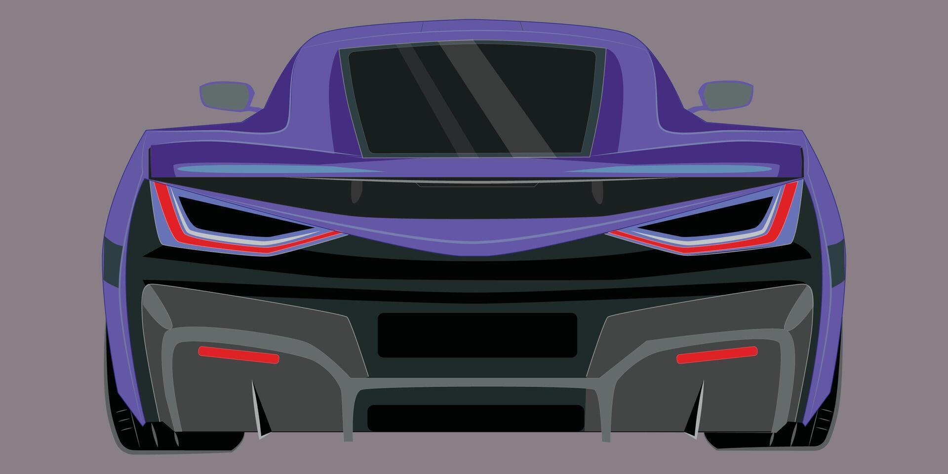 Vektor realistisch Entwurf von ein lila Super Auto mit Gradient und Transparenz, Rückseite Sicht. modern Autos. heftig Wagen.