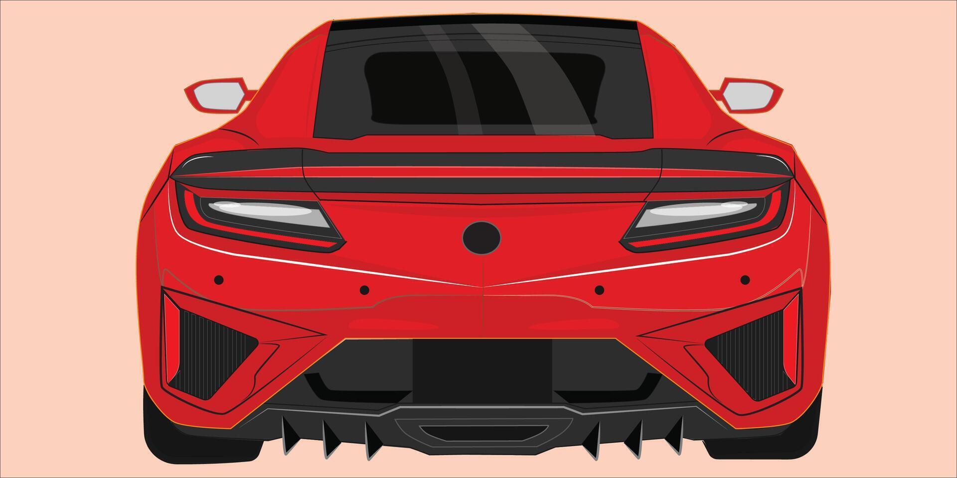 vektor realistisk isolerat bil, 3d röd halvkombi med lutning och bak- se.