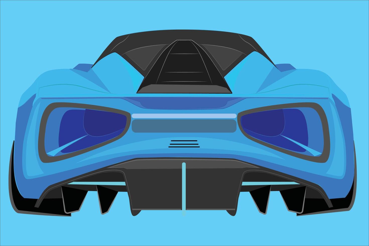 bil uppsättning från Bakom, isolerat bak- se. realistisk transport. modern urban blå sporter fordon. realistisk bil design. platt stil vektor illustration.