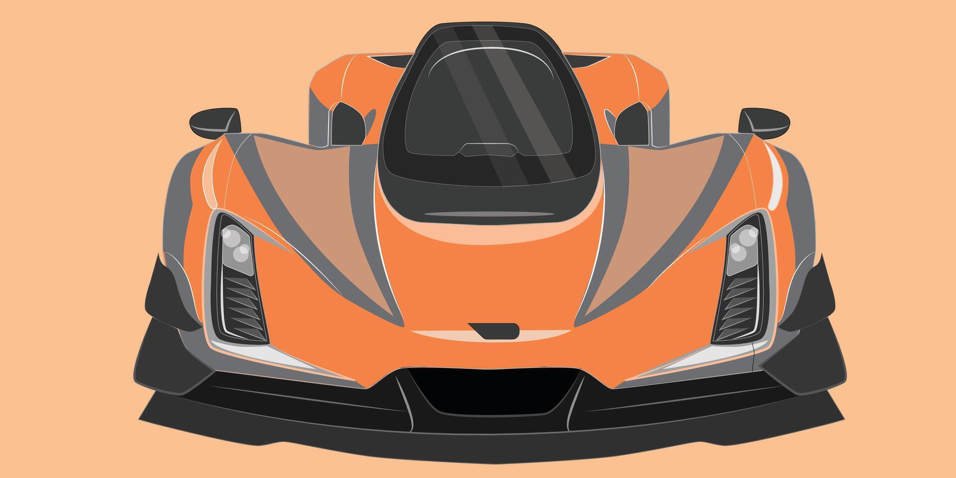 Sport Auto gesehen von das Vorderseite Seite. Orange Farbe. neueste Modell. Verkauf Gut auf das Markt vektor