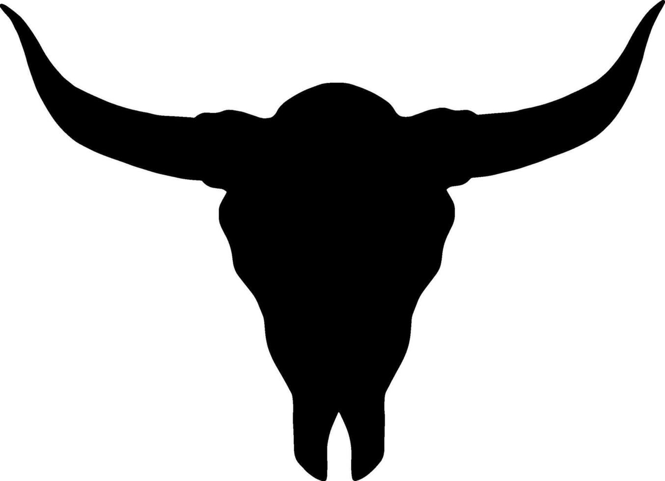 en svart och vit silhuett av en tjur skalle vektor