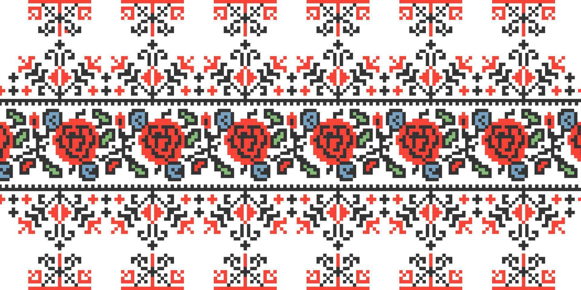 ukrainisch Ornament auf ein Weiß Hintergrund, Pixel Kunst vektor