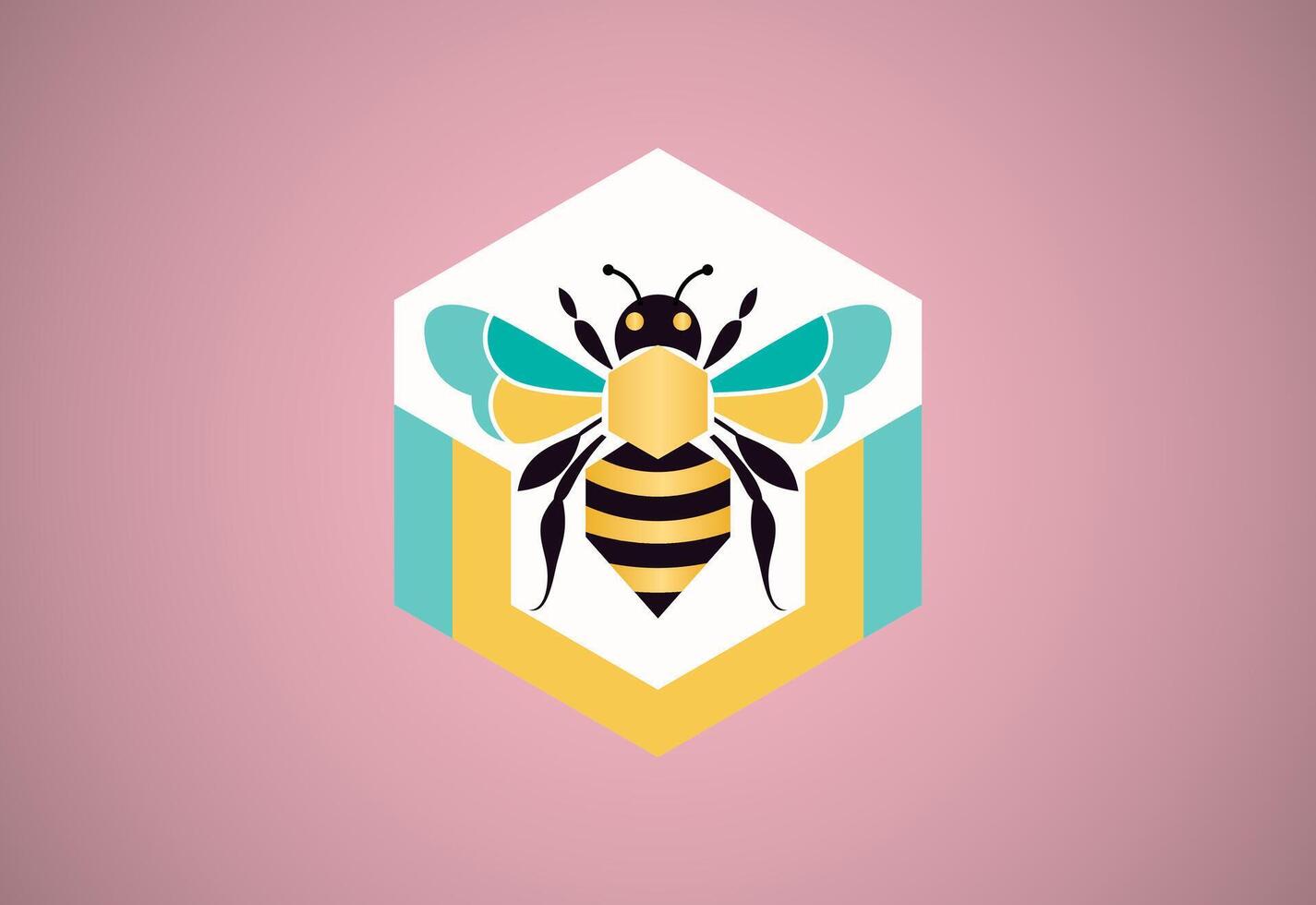 Honig Biene Illustration. Biene Logo Design Vektor Vorlage