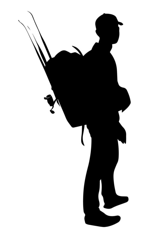 Menschen hängend Angeln Tasche Silhouette Illustration vektor