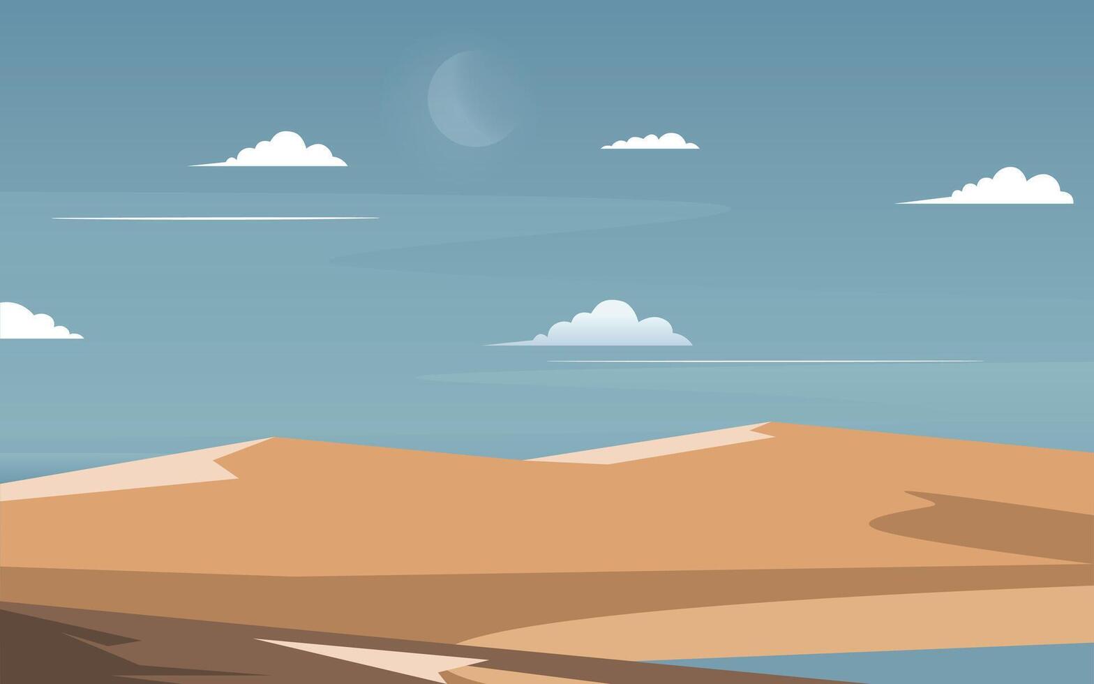 Sand Dünen Vektor. Wüste Landschaft mit Blau Himmel vektor