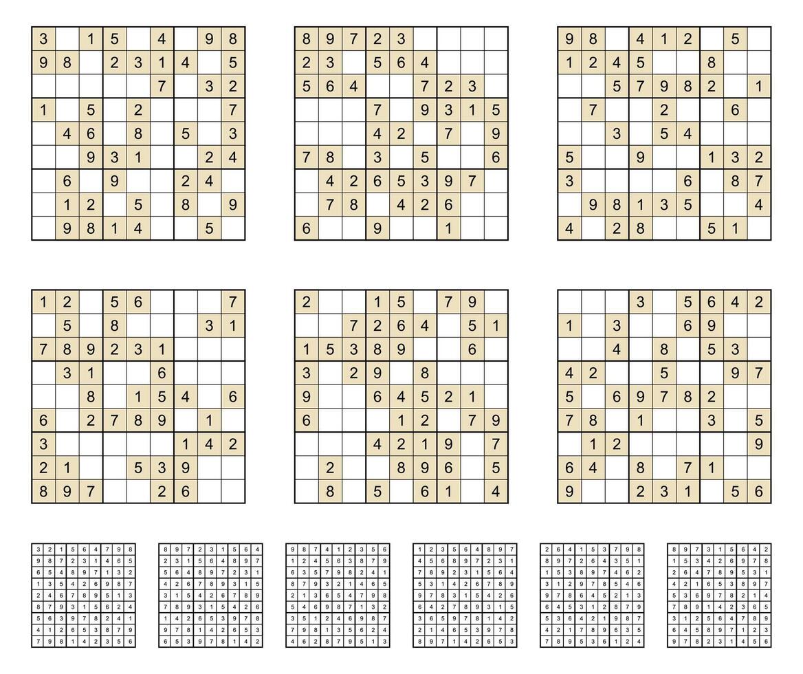 Sudoku Spiel einstellen mit Antworten. vektor