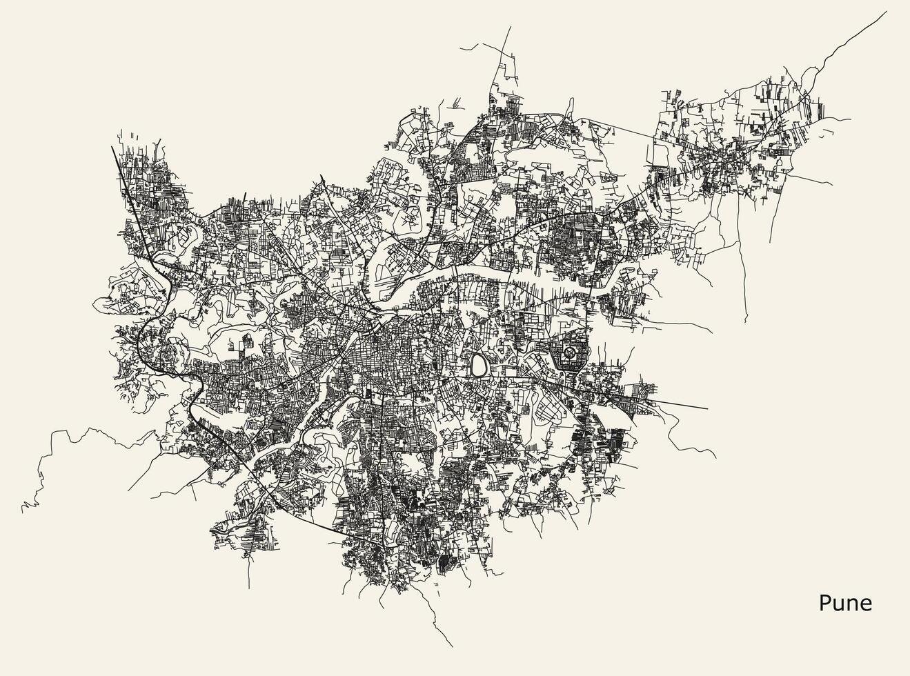 stad väg Karta av pune, maharashtra, Indien vektor