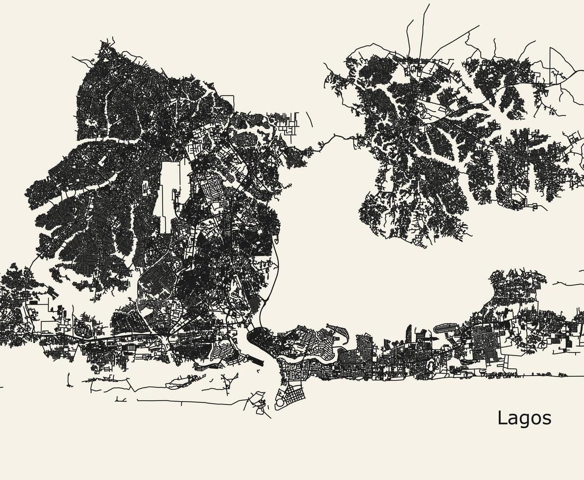 Stadt Straße Karte von Lagos, Nigeria vektor
