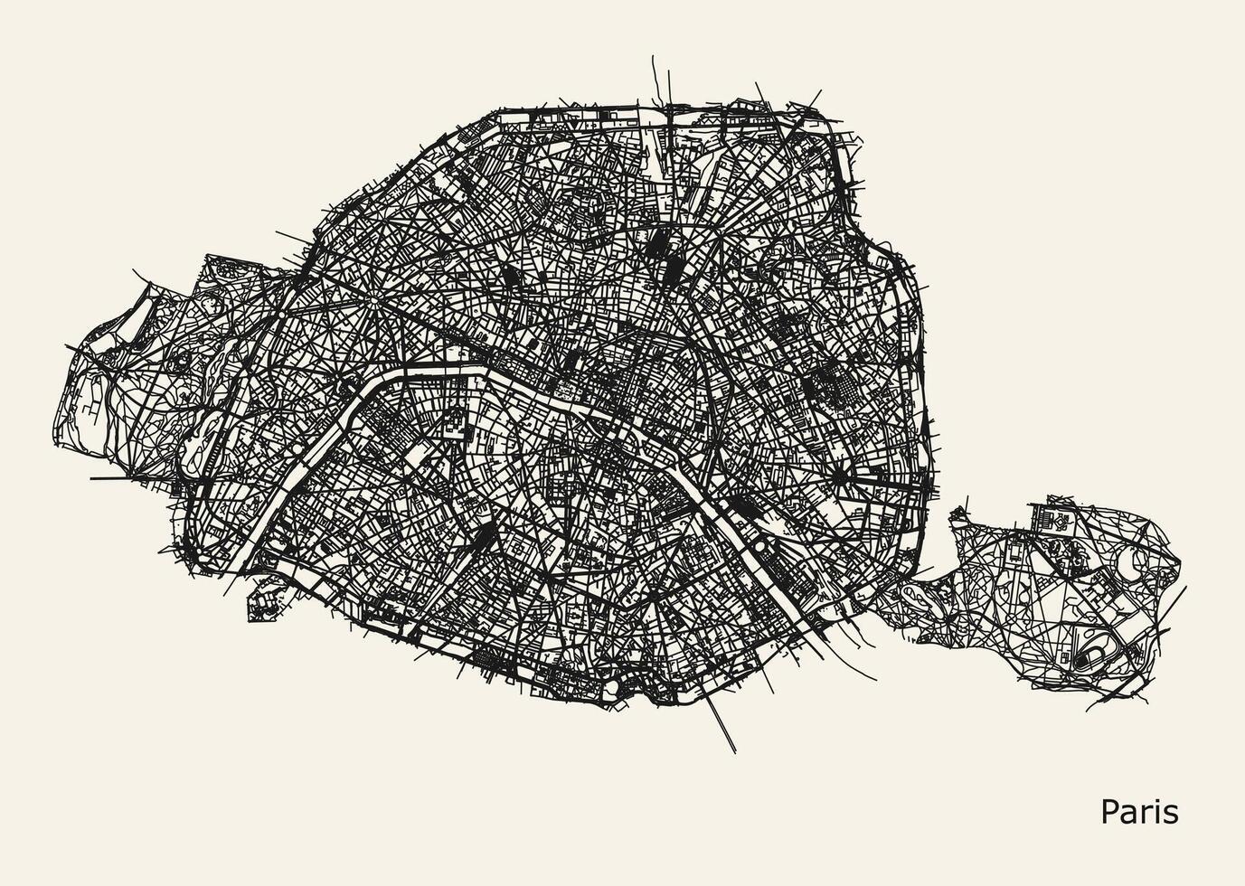 stad väg Karta av paris, Frankrike. vektor
