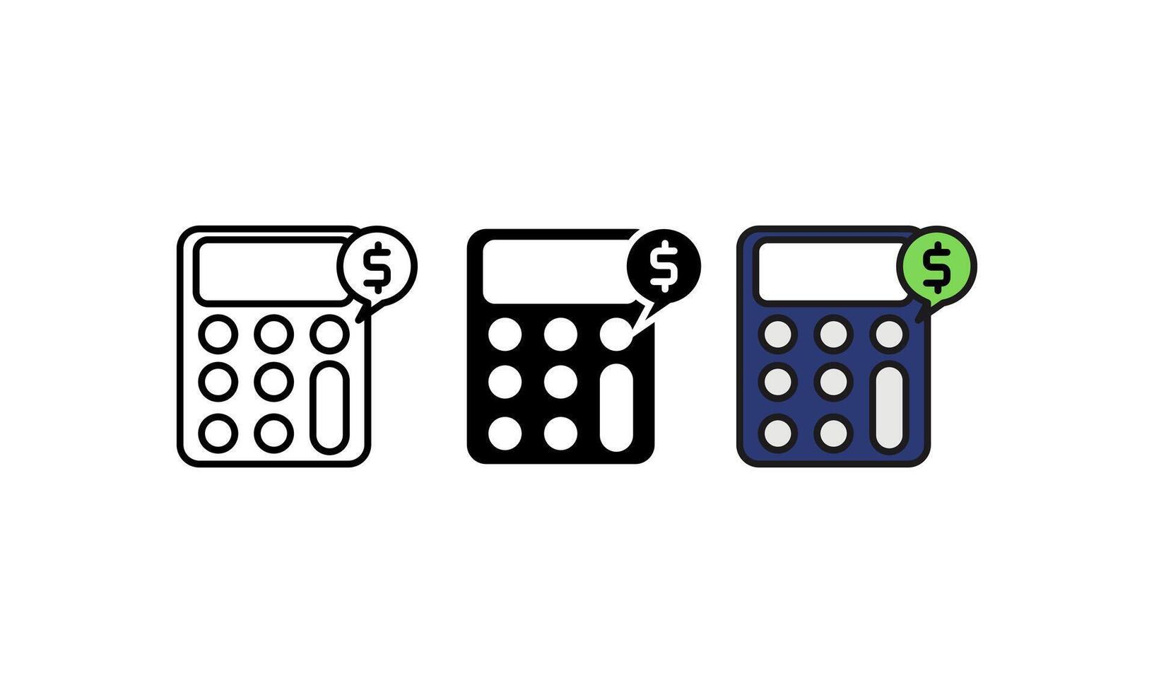 Taschenrechner und Dollar Symbol von Bildung Sammlung. isoliert auf Weiß Hintergrund, Vektor Symbol Linie, schwarz und bunt Stil auf Weiß Hintergrund