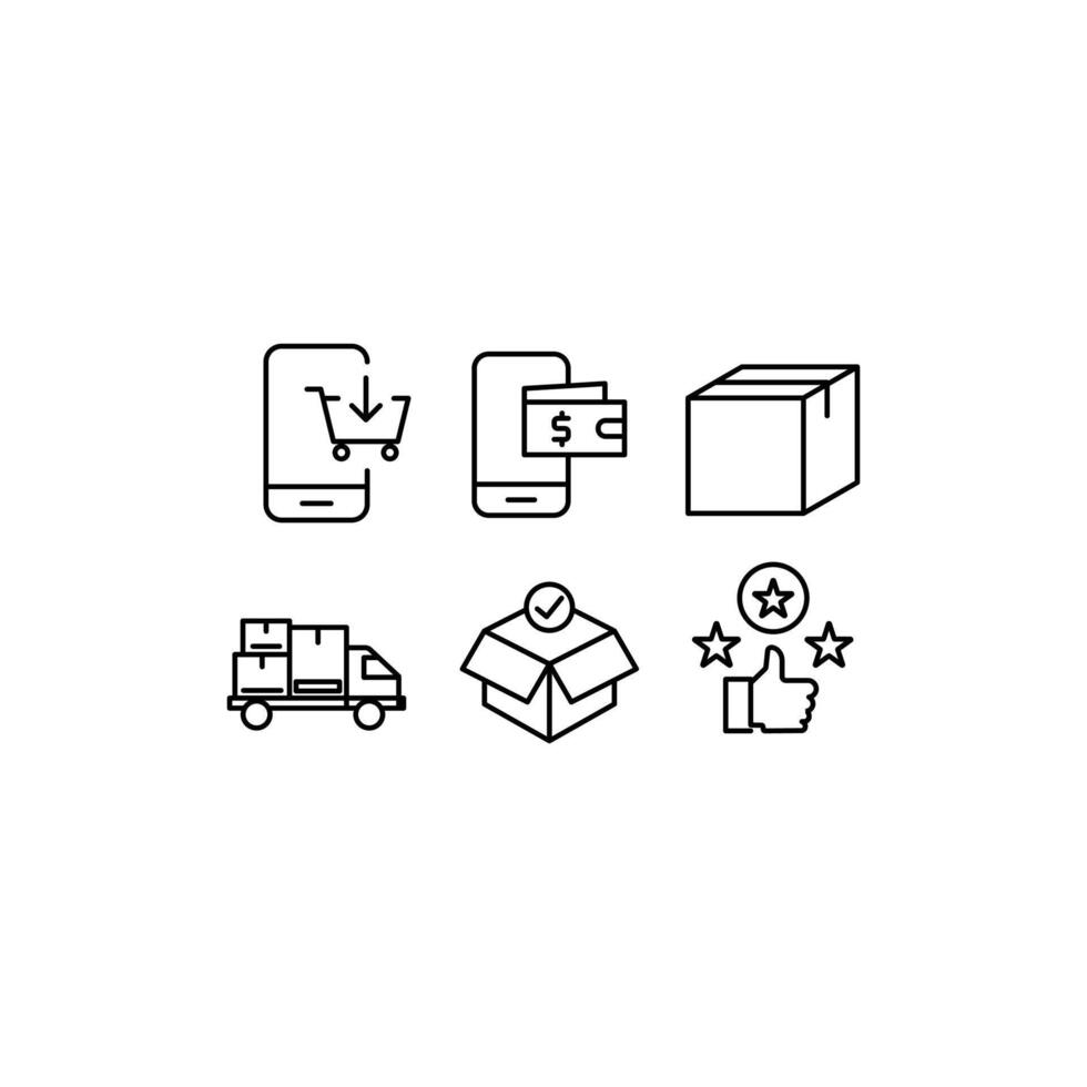klick och samla order, ikon, leverans lastbil, leverans service steg, motta order på plocka upp punkt, e-handel företag begrepp, vit bakgrund isolerat vektor illustration.