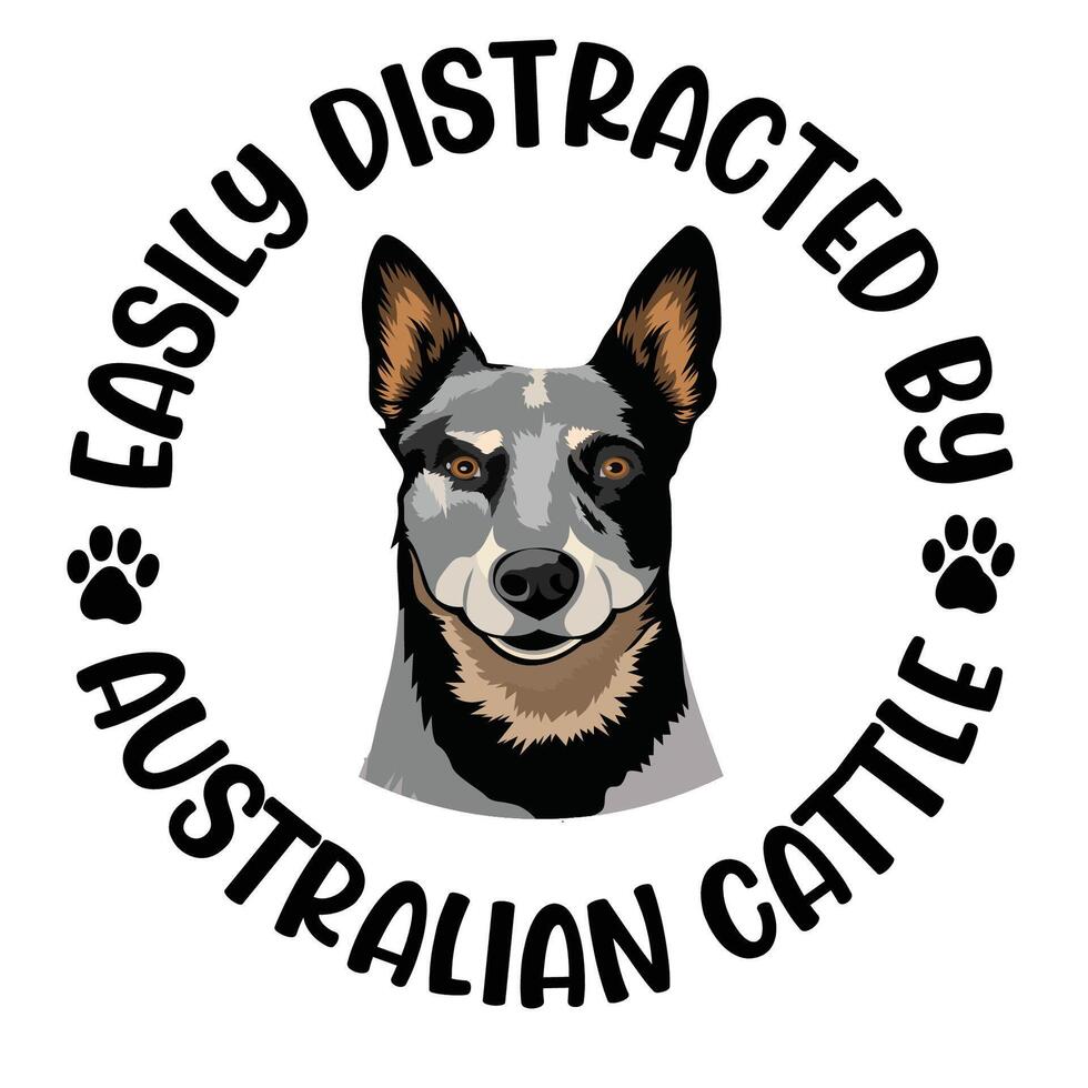 leicht abgelenkt durch australisch das Vieh Hund Typografie t Hemd Design Profi Vektor