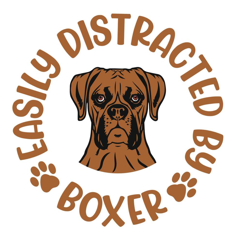 leicht abgelenkt durch Boxer Hund Typografie T-Shirt Design Profi Vektor