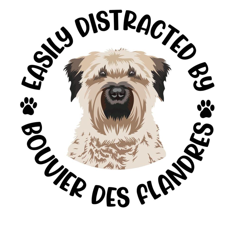 leicht abgelenkt durch Bouvier des Flandern Hund Typografie t Hemd Design Profi Vektor