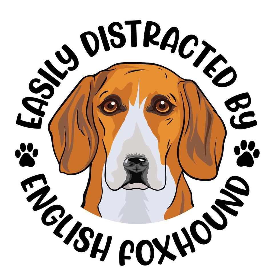 lätt förvirrad förbi engelsk foxhound hund typografi t-shirt design proffs vektor