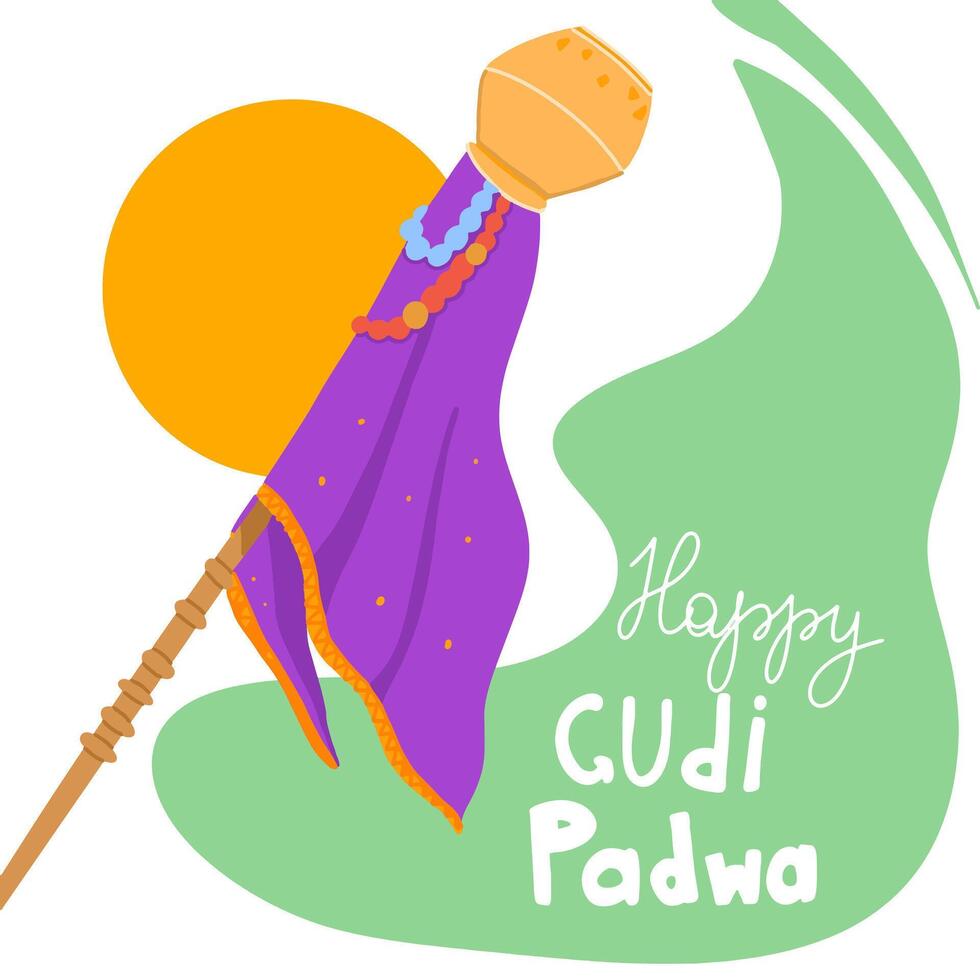 gudi Padwa Festival Postkarte isoliert auf Weiß Hintergrund vektor