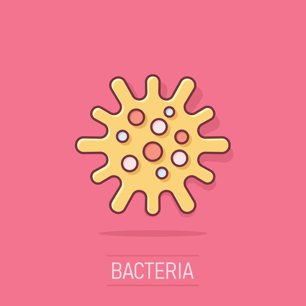 Symbol für Krankheitsbakterien im Comic-Stil. Allergie Cartoon-Vektor-Illustration auf weißem Hintergrund isoliert. Mikroben-Virus-Splash-Effekt-Geschäftskonzept. vektor