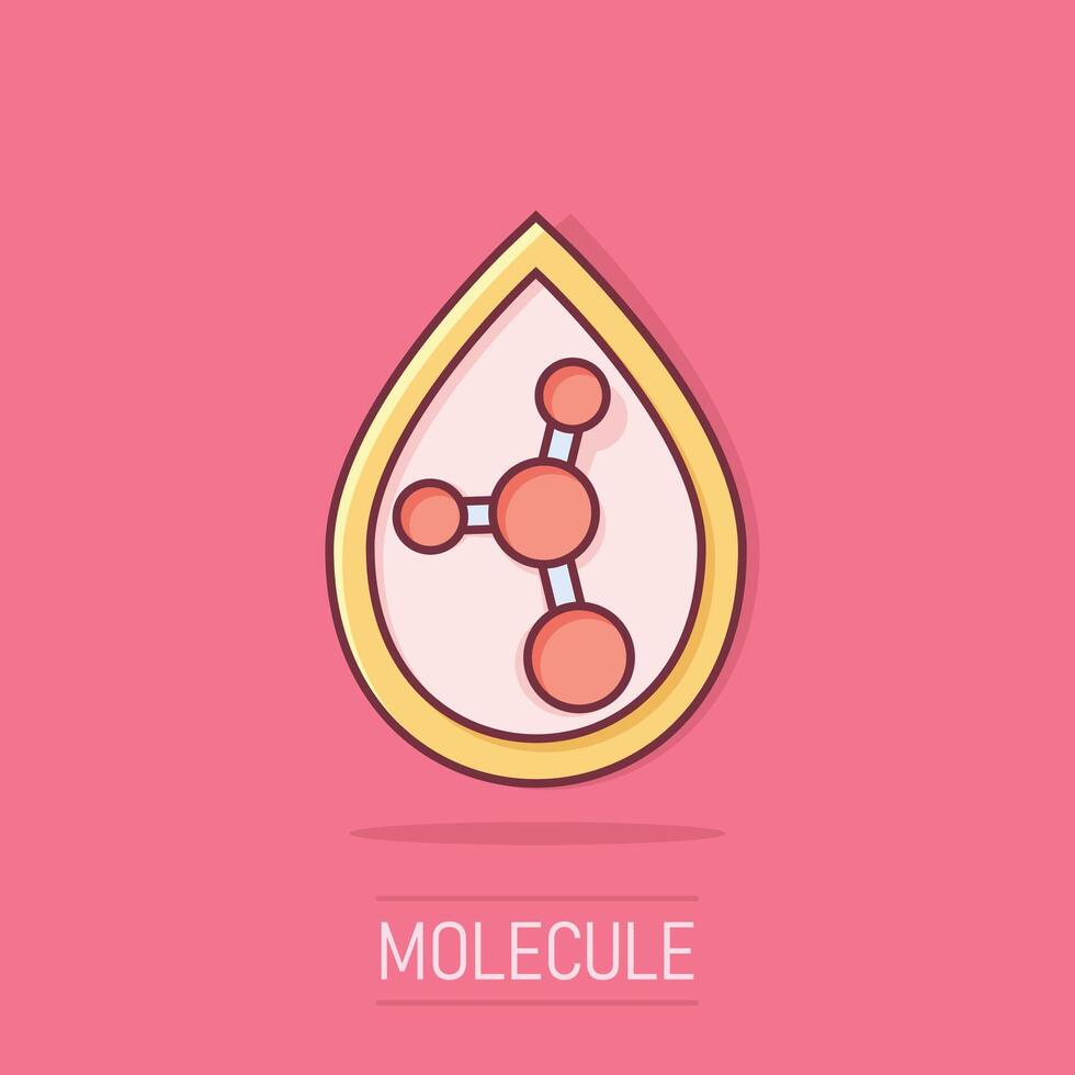 Acid Molekül Symbol im Comic Stil. DNA Karikatur Vektor Illustration auf isoliert Hintergrund. Amino Modell- Spritzen bewirken Geschäft Konzept.