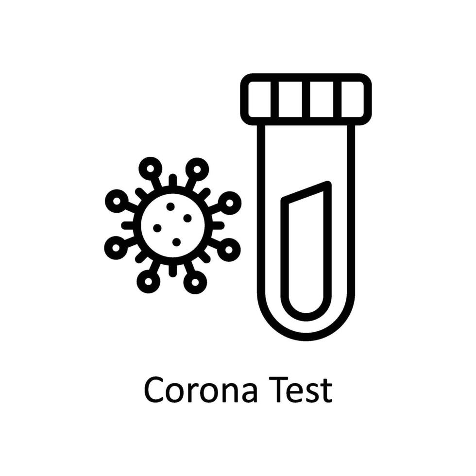 Corona Prüfung Vektor Gliederung Symbol Stil Illustration. eps 10 Datei