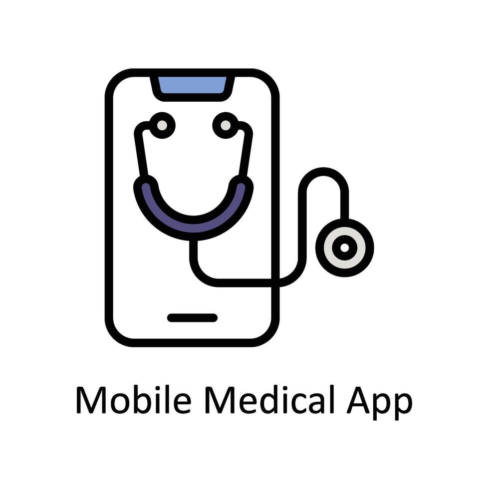Handy, Mobiltelefon medizinisch App Vektor gefüllt Gliederung Symbol Stil Illustration. eps 10 Datei