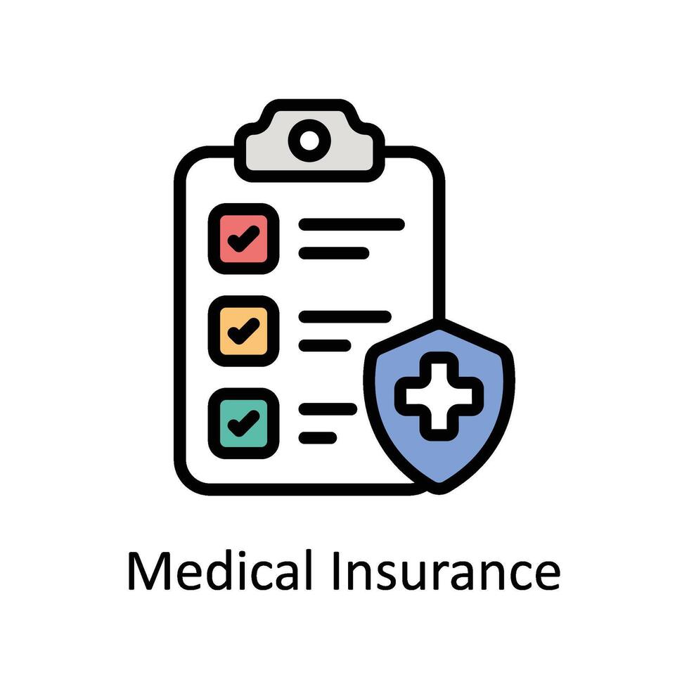 medicinsk försäkring vektor fylld översikt ikon stil illustration. eps 10 fil
