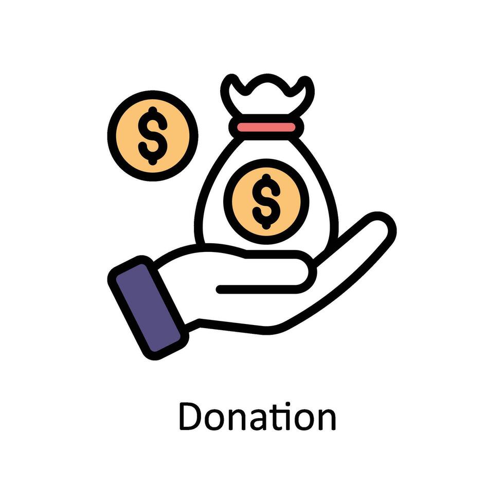 donation vektor fylld översikt ikon stil illustration. eps 10 fil
