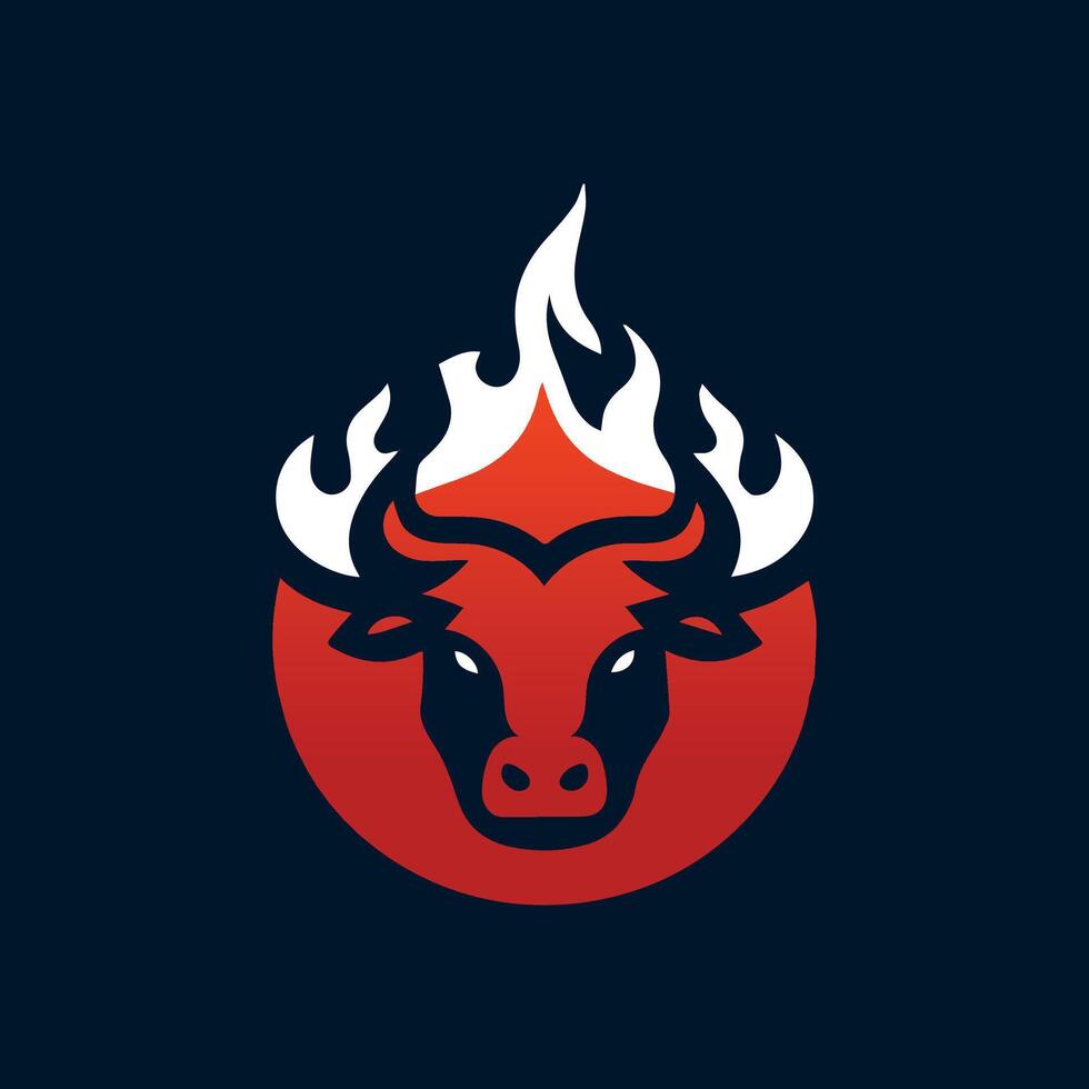 Stier Feuer Kopf Logo Vektor Vorlage Illustration