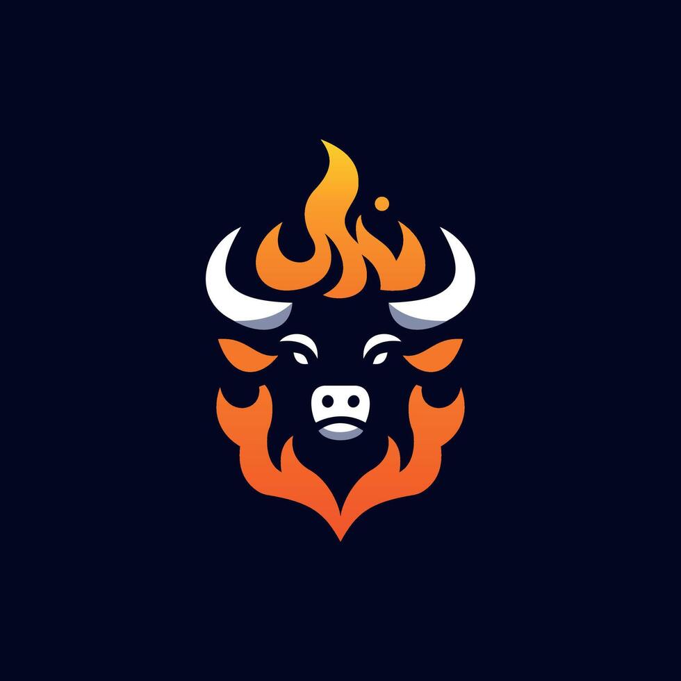 Stier Feuer Kopf Logo Vektor Vorlage Illustration